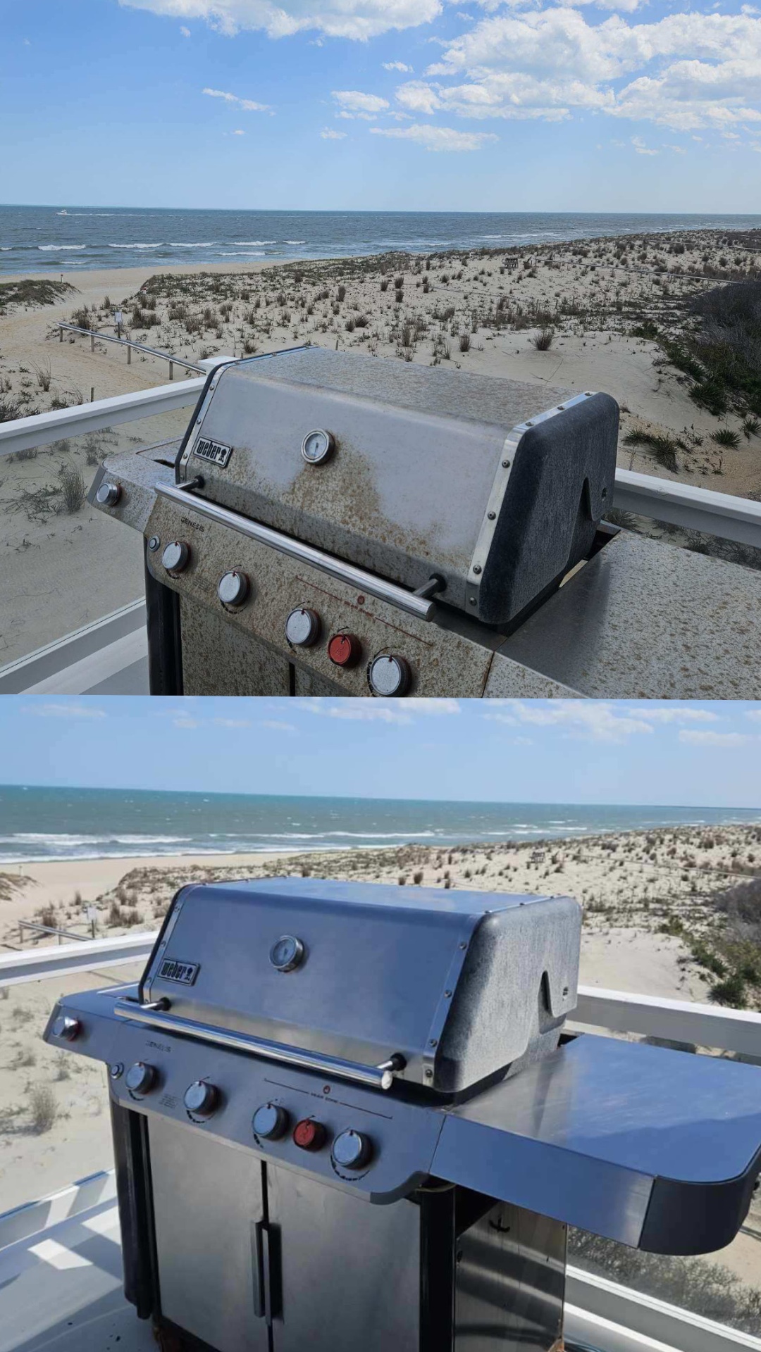 Before & After — oceanfront Weber Genesis restored on LBI