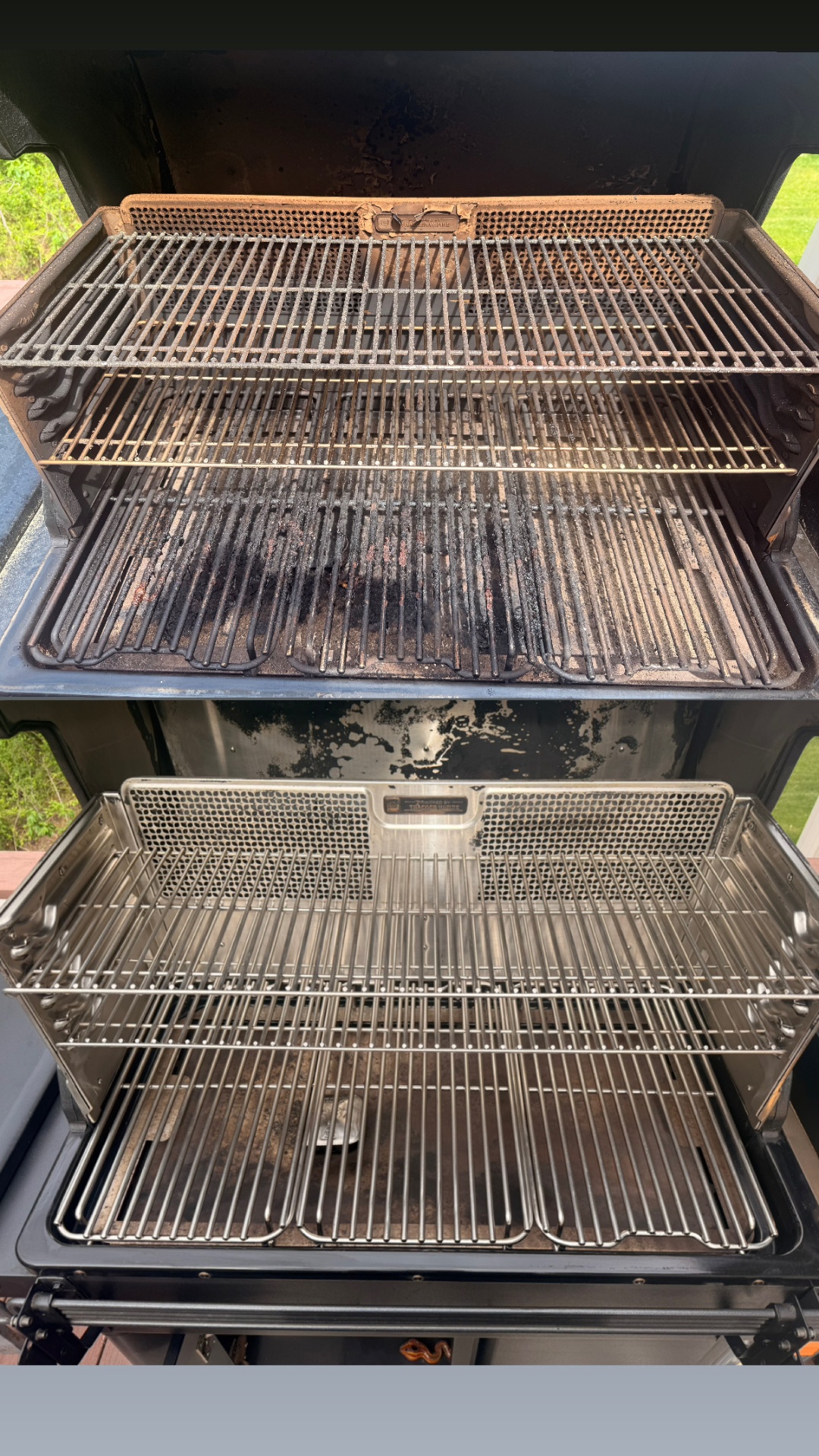 Before & After — full grate stack stripped & polished