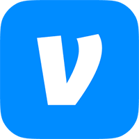 A blue square with the letter v in white.